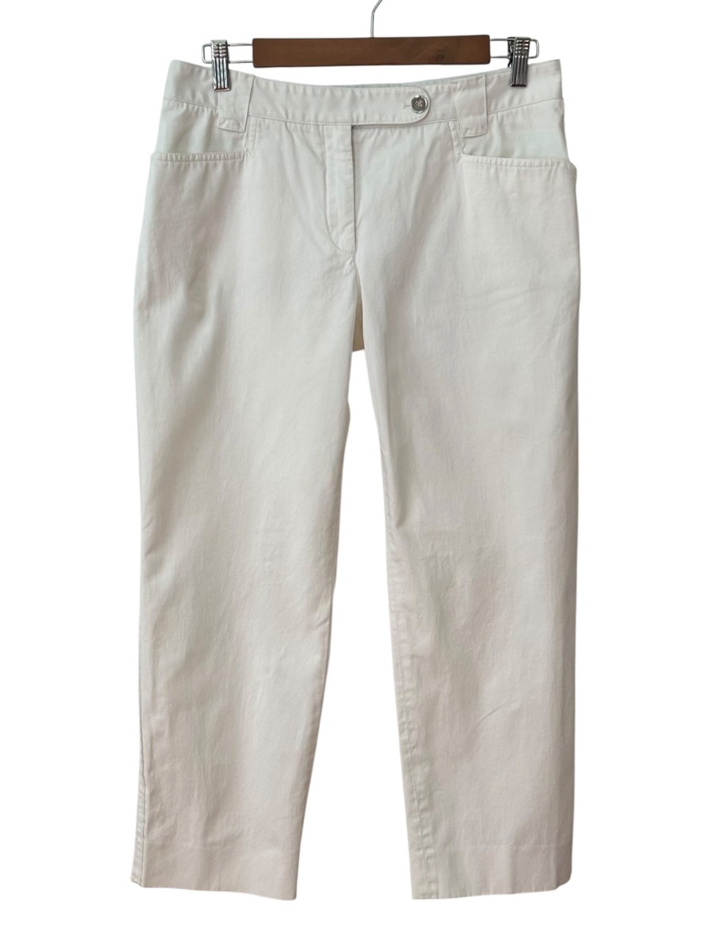 Dolce & Gabbana Women's White Cotton Straight Fit Cropped Trousers EU SZ 44 US 8